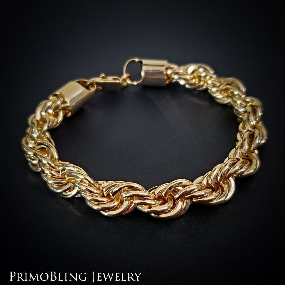 10mm Gold Plated Rope Bracelet 